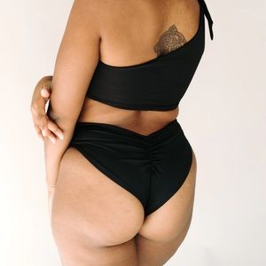 Londre - THE HIGH-LEG SCRUNCH BOTTOM - Black XL